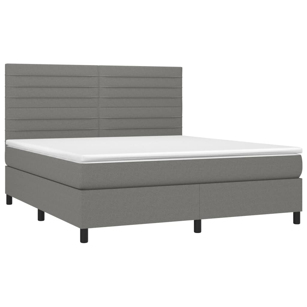 Pat box spring cu saltea, gri închis, 180x200 cm, textil GartenMobel Dekor