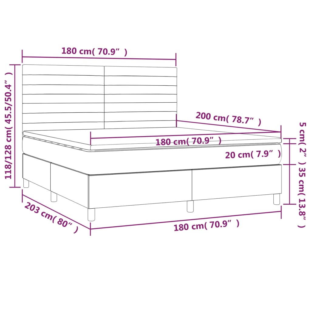 Pat box spring cu saltea, gri închis, 180x200 cm, textil GartenMobel Dekor