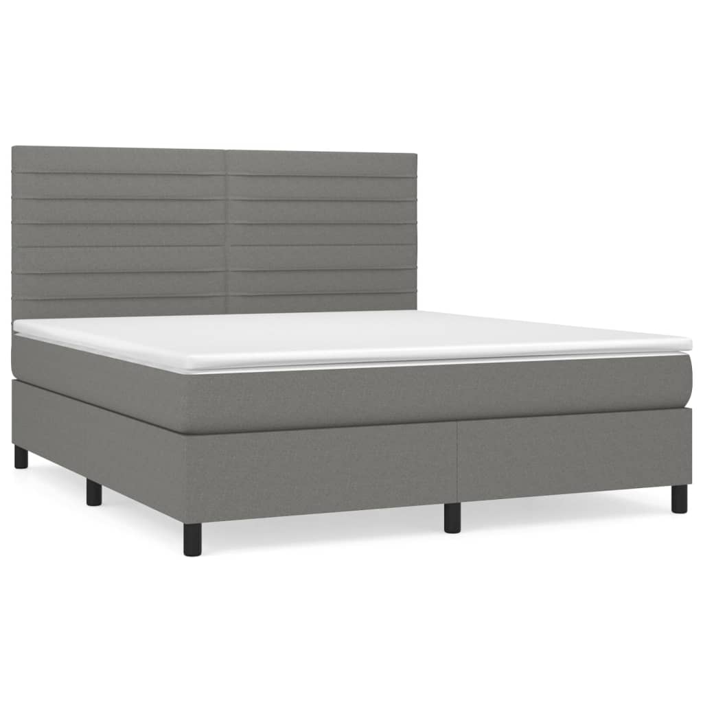Pat box spring cu saltea, gri închis, 180x200 cm, textil GartenMobel Dekor