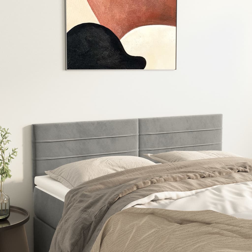 Tăblii de pat, 2 buc., gri deschis, 72x5x78/88 cm, catifea GartenMobel Dekor