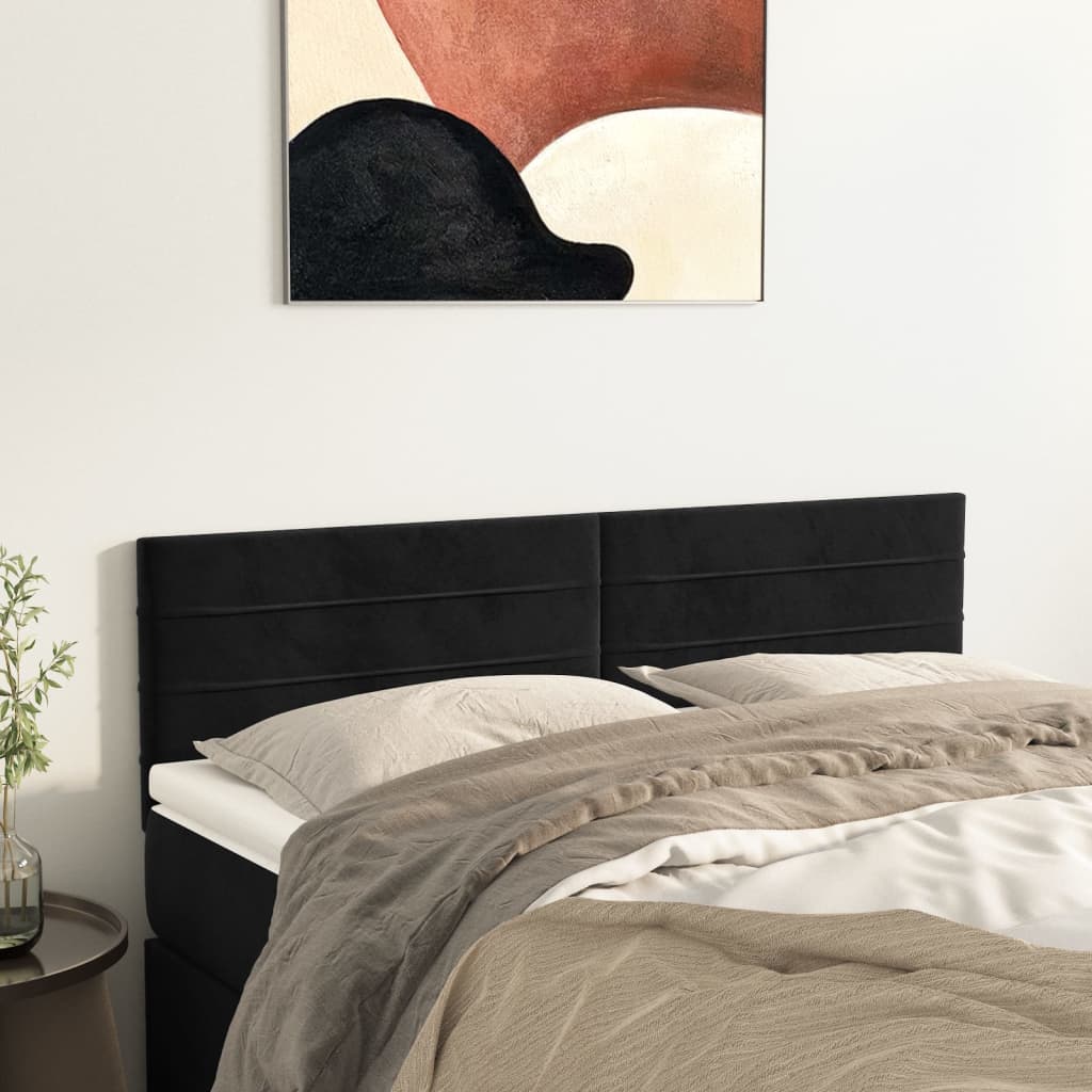 Tăblii de pat, 2 buc., negru, 72x5x78/88 cm, catifea GartenMobel Dekor