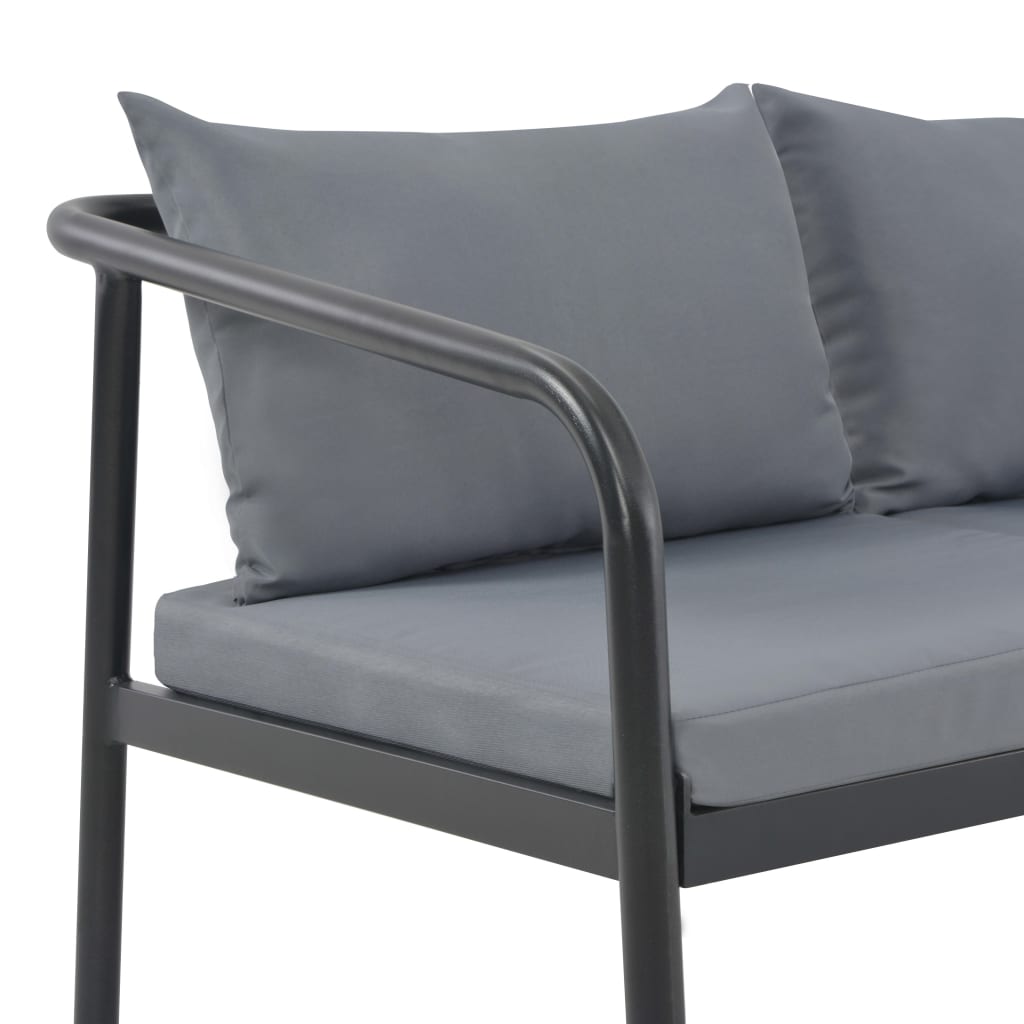 Canapea de grădină cu 2 locuri, cu perne, gri, aluminiu  GartenMobel Dekor