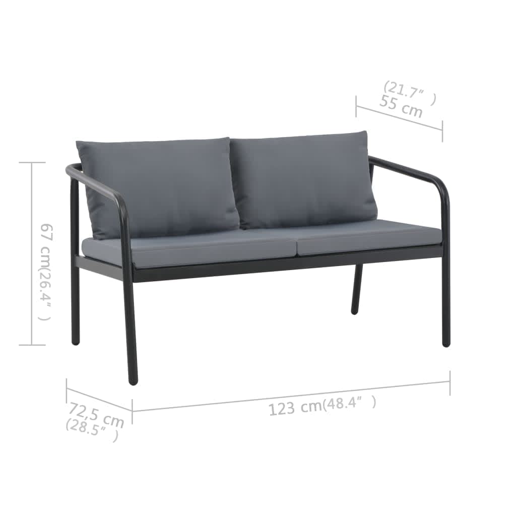 Canapea de grădină cu 2 locuri, cu perne, gri, aluminiu  GartenMobel Dekor