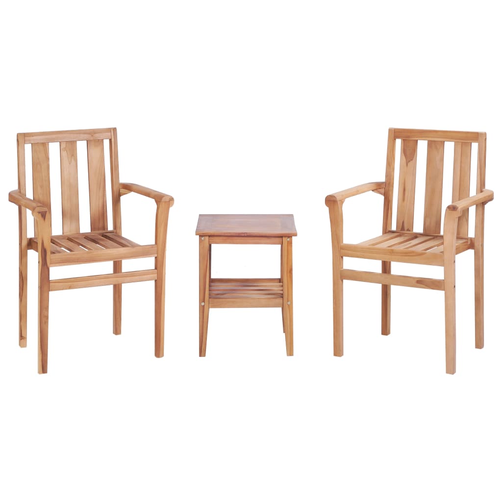 Set mobilier de bistro, 3 piese, lemn masiv de tec GartenMobel Dekor