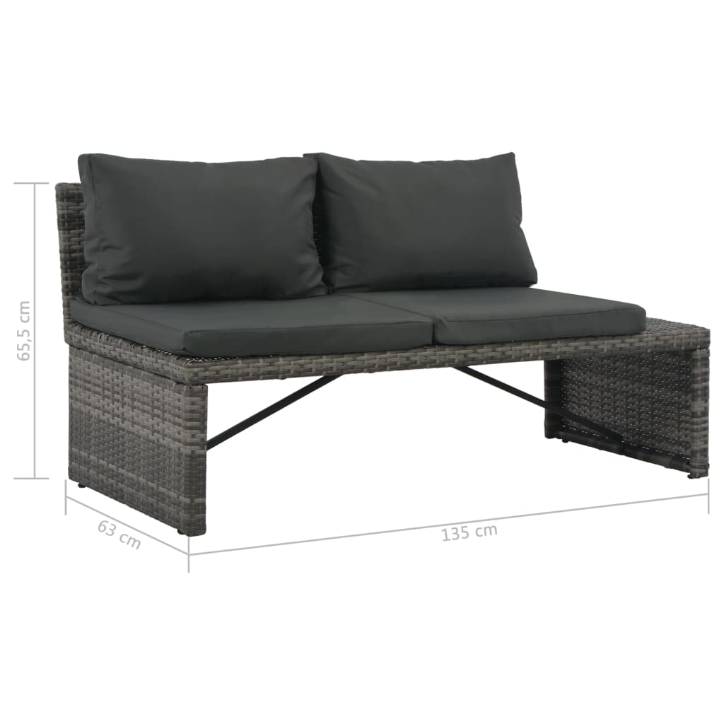 Set mobilier de grădină cu perne, 3 piese, gri, poliratan GartenMobel Dekor