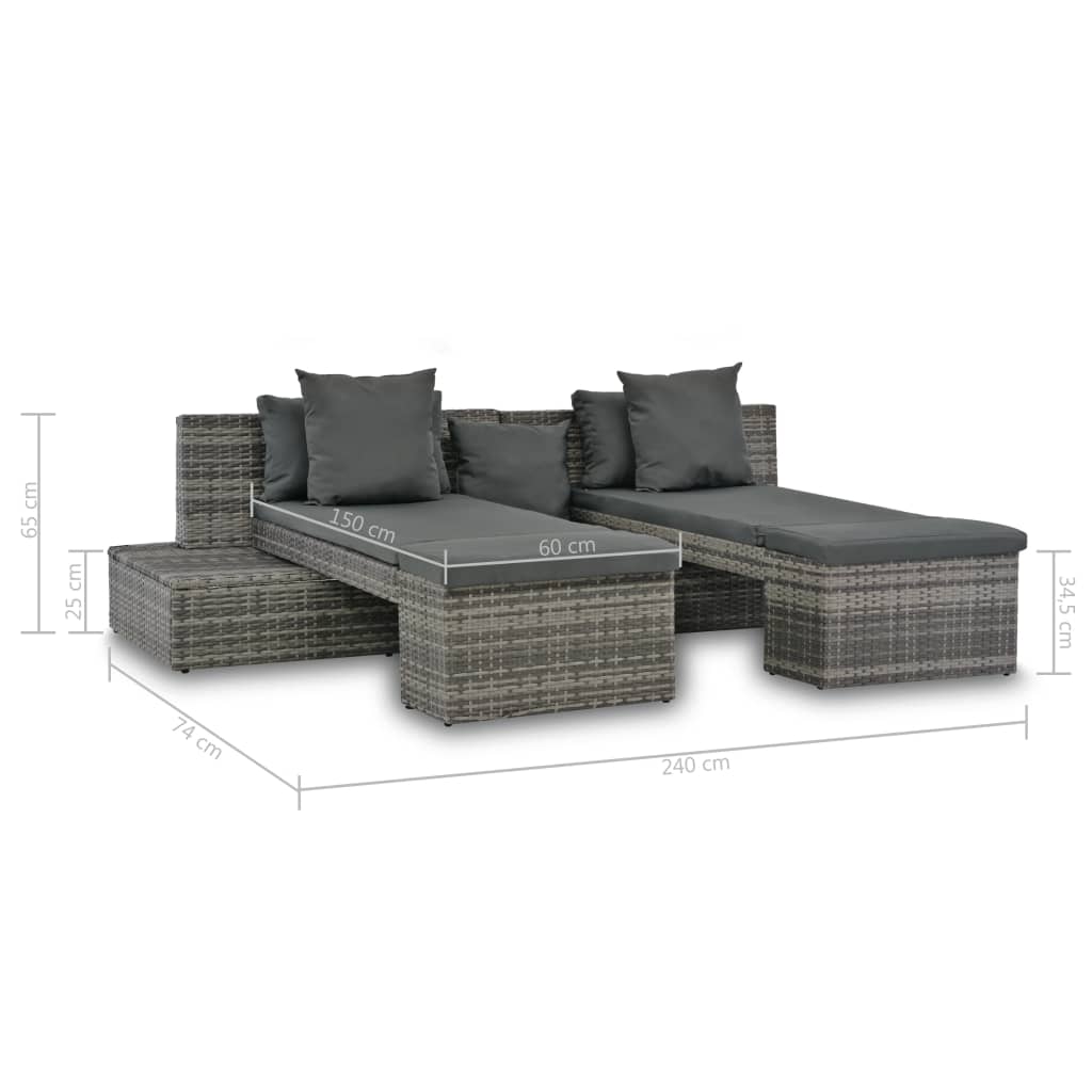 Set mobilier de grădină cu perne, 4 piese, gri, poliratan GartenMobel Dekor