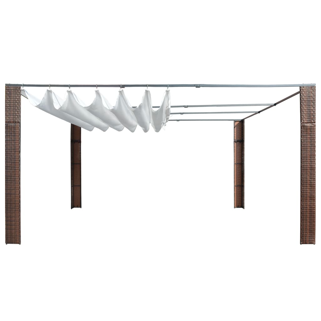 Pavilion cu acoperiș, maro și crem, 400x400x200 cm, poliratan GartenMobel Dekor