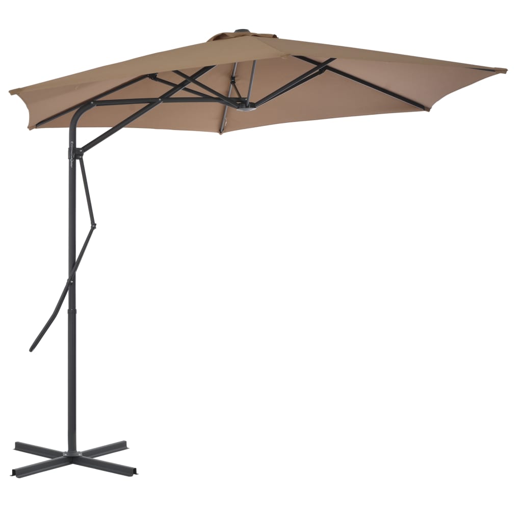 Umbrelă de soare de exterior, stâlp din oțel, gri taupe, 300 cm GartenMobel Dekor