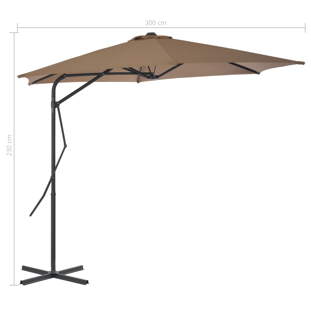 Umbrelă de soare de exterior, stâlp din oțel, gri taupe, 300 cm GartenMobel Dekor