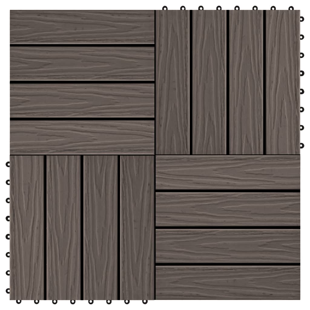 Plăci podea în relief, WPC, 11 buc, 30x30 cm, 1 mp, maro închis GartenMobel Dekor