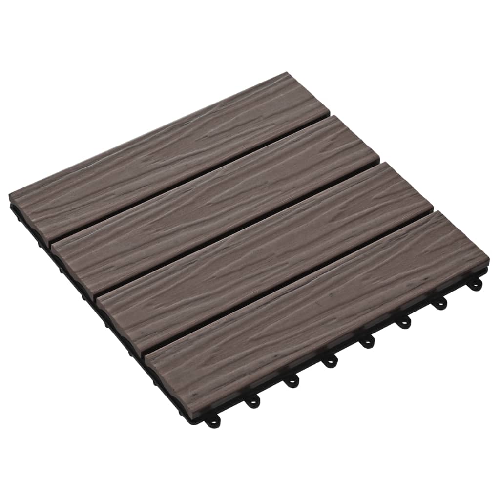 Plăci podea în relief, WPC, 11 buc, 30x30 cm, 1 mp, maro închis GartenMobel Dekor