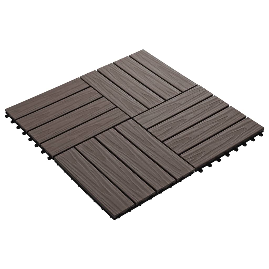 Plăci podea în relief, WPC, 11 buc, 30x30 cm, 1 mp, maro închis GartenMobel Dekor