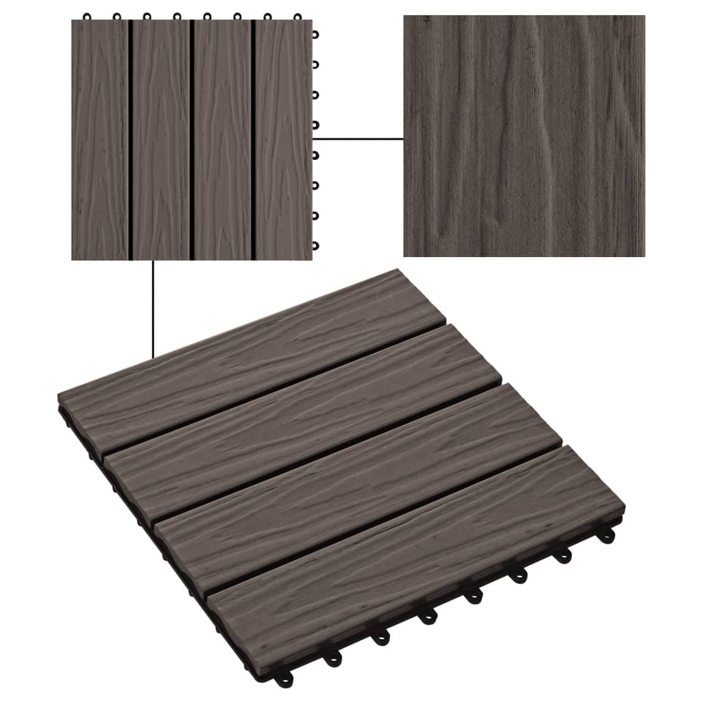 Plăci podea în relief, WPC, 11 buc, 30x30 cm, 1 mp, maro închis GartenMobel Dekor