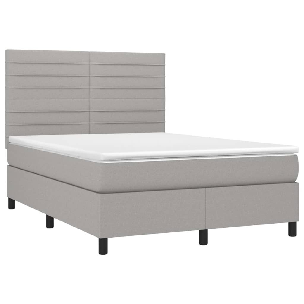Pat box spring cu saltea, gri deschis, 140x190 cm, textil GartenMobel Dekor