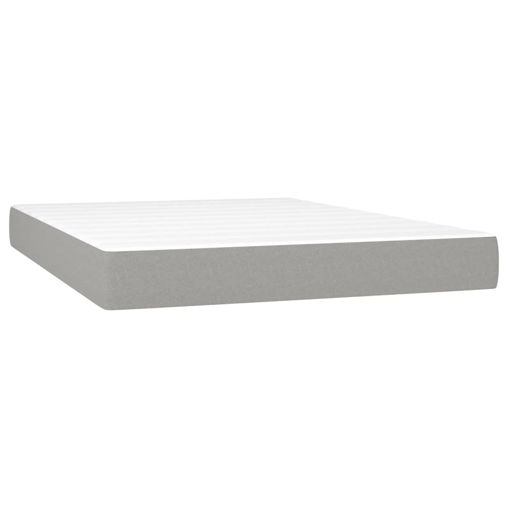 Pat box spring cu saltea, gri deschis, 140x190 cm, textil GartenMobel Dekor