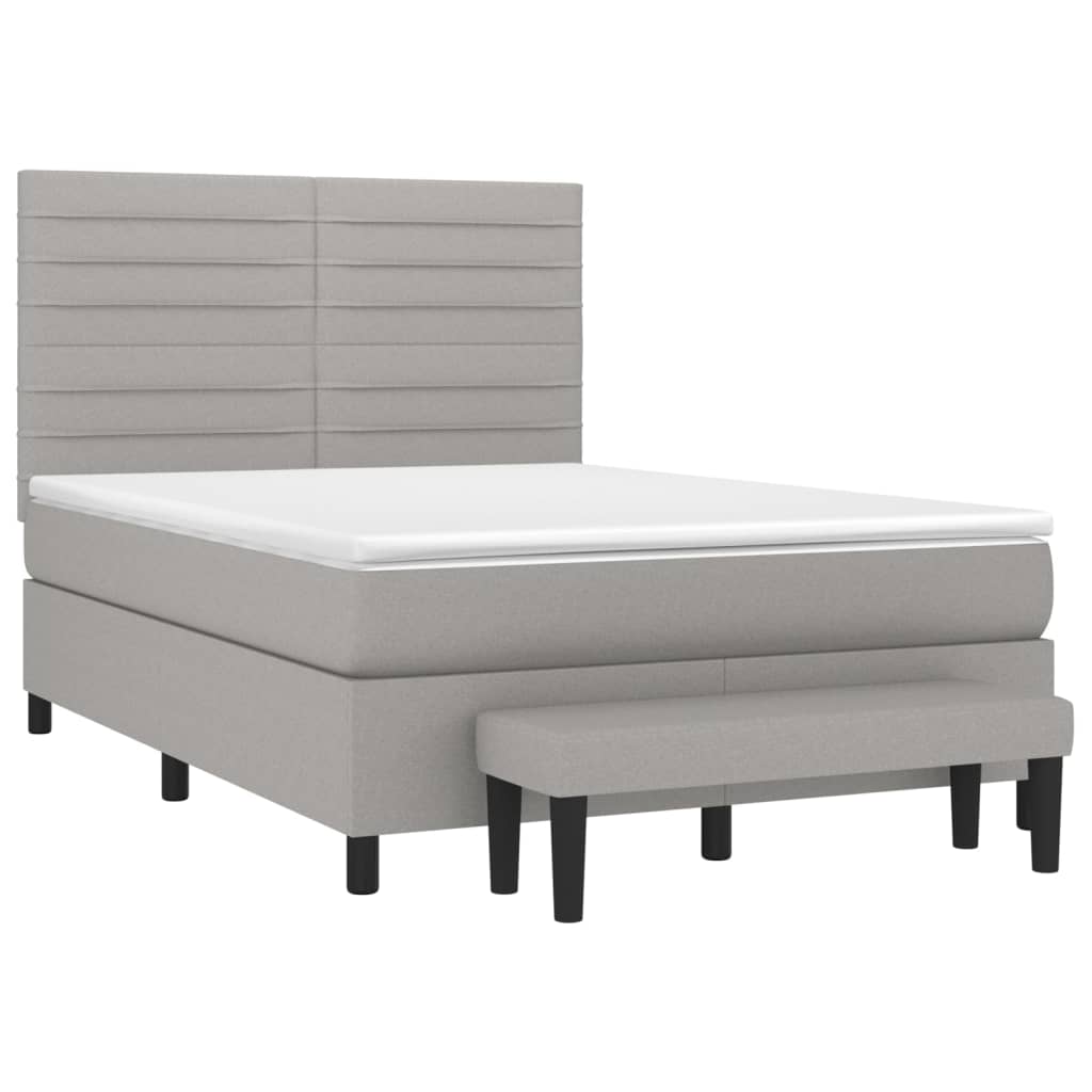 Pat box spring cu saltea, gri deschis, 140x190 cm, textil GartenMobel Dekor