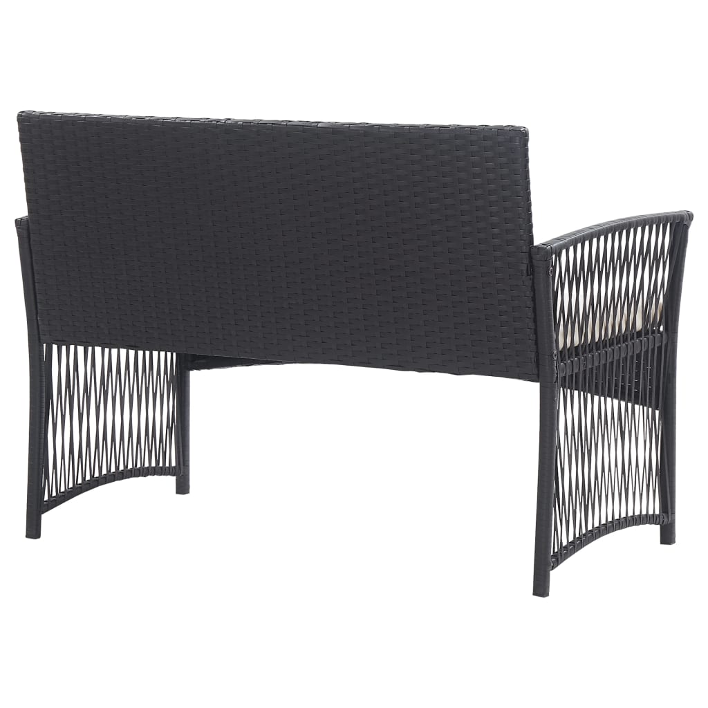Set mobilier de grădină cu perne, 4 piese, negru, poliratan GartenMobel Dekor