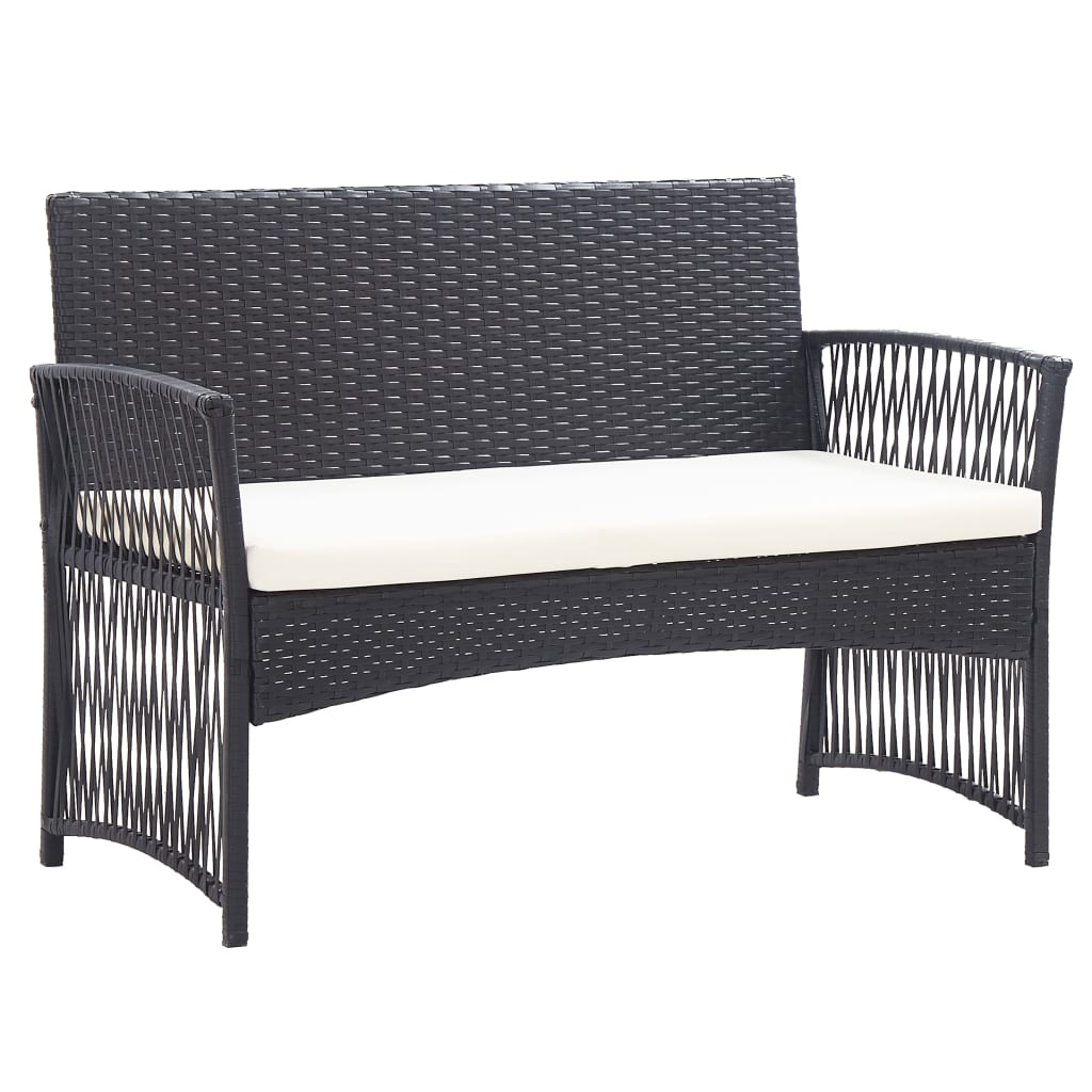 Set mobilier de grădină cu perne, 4 piese, negru, poliratan GartenMobel Dekor