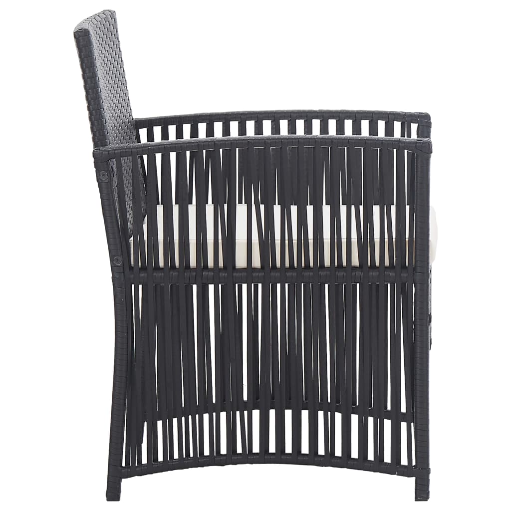 Set mobilier de grădină cu perne, 4 piese, negru, poliratan GartenMobel Dekor