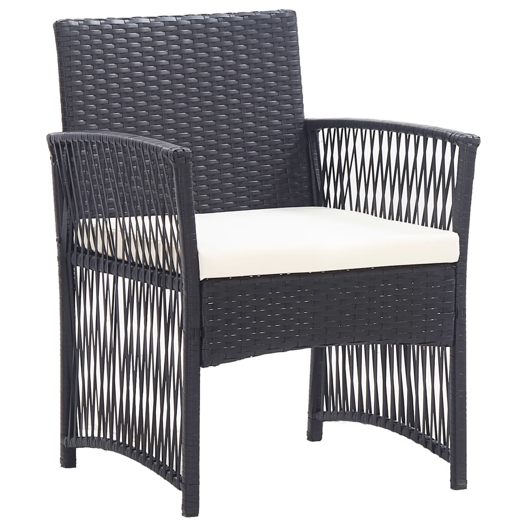 Set mobilier de grădină cu perne, 4 piese, negru, poliratan GartenMobel Dekor