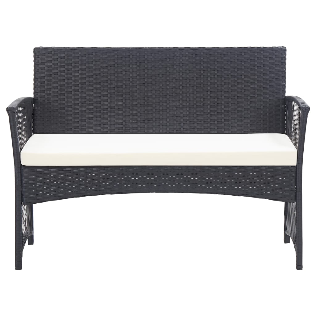 Set mobilier de grădină cu perne, 4 piese, negru, poliratan GartenMobel Dekor
