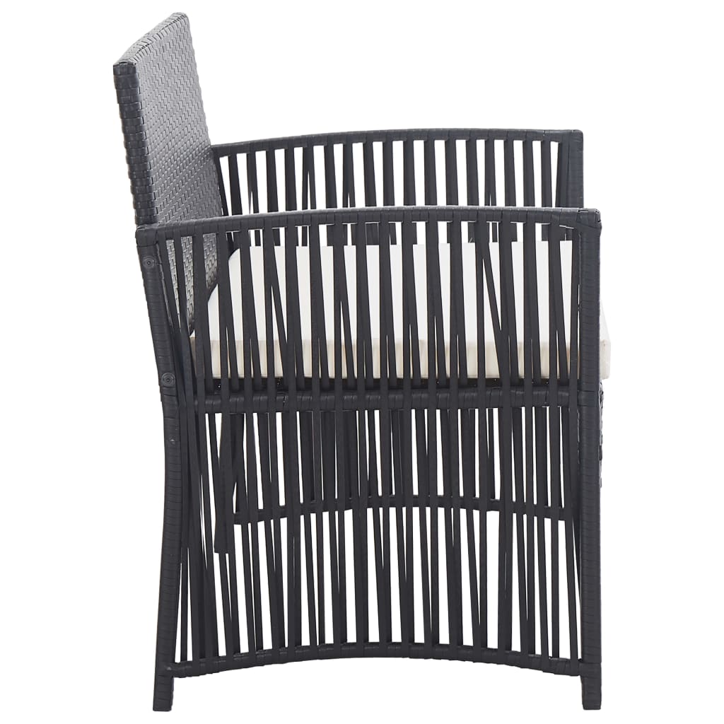 Set mobilier de grădină cu perne, 4 piese, negru, poliratan GartenMobel Dekor