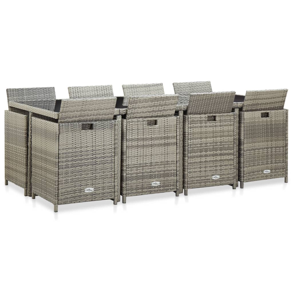 Set mobilier de exterior cu perne, 13 piese, gri, poliratan GartenMobel Dekor