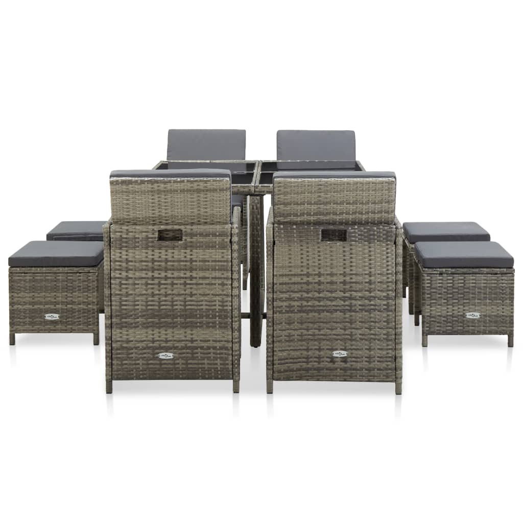 Set mobilier de grădină cu perne, 9 piese, gri, poliratan GartenMobel Dekor