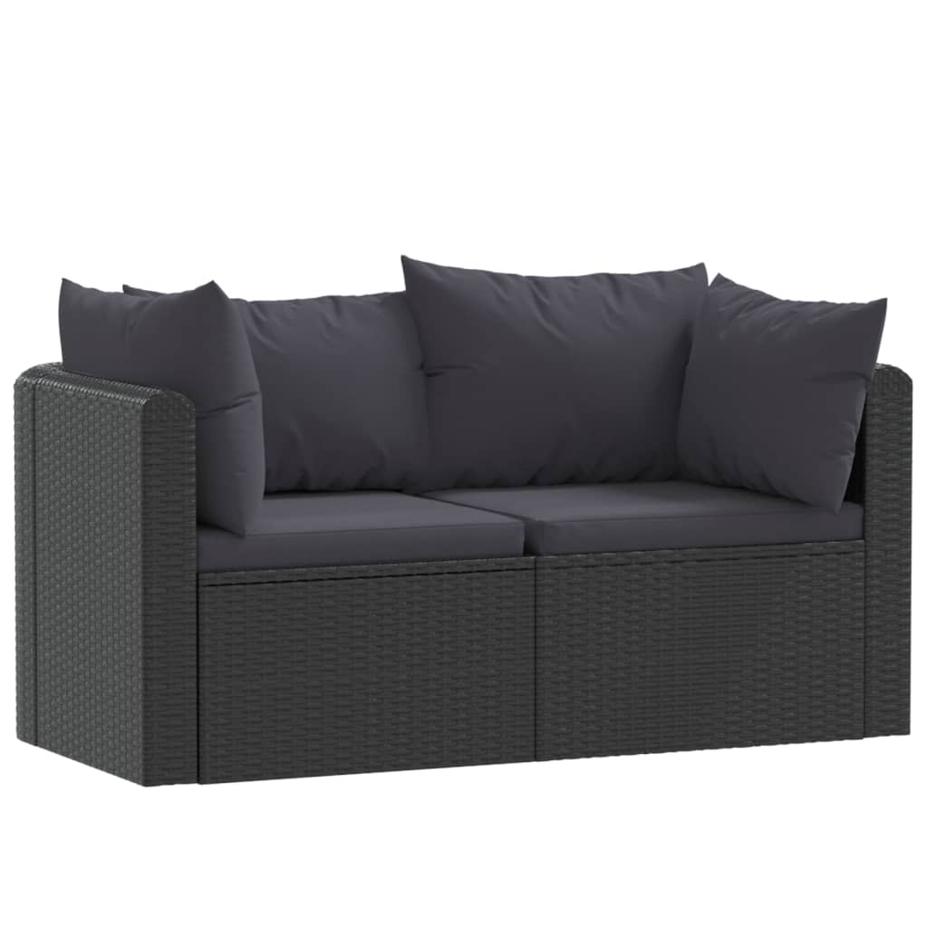 Set mobilier de grădină cu perne, 2 piese, negru, poliratan GartenMobel Dekor