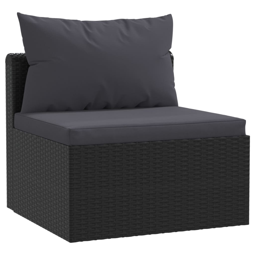 Set mobilier de grădină cu perne, 3 piese, negru, poliratan GartenMobel Dekor