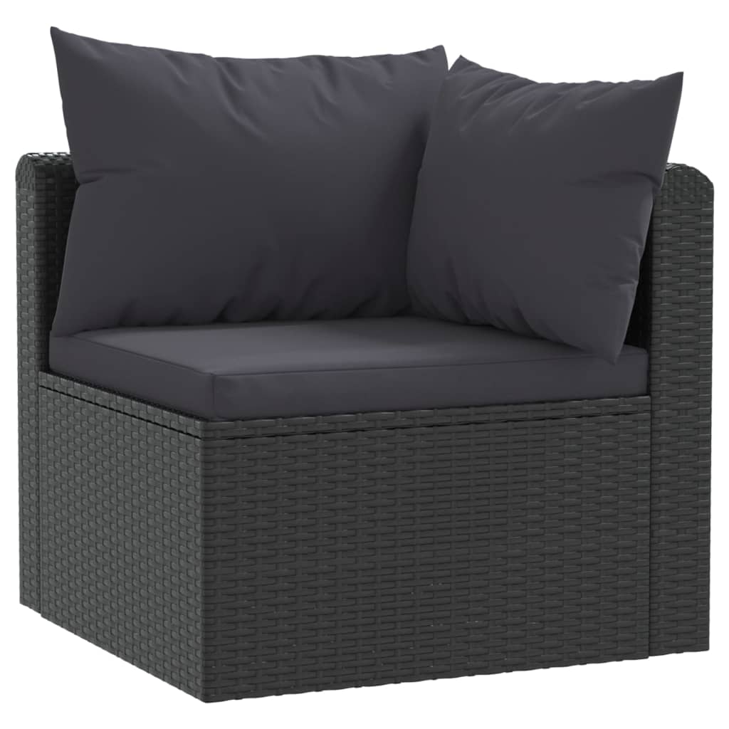 Set mobilier de grădină cu perne, 3 piese, negru, poliratan GartenMobel Dekor