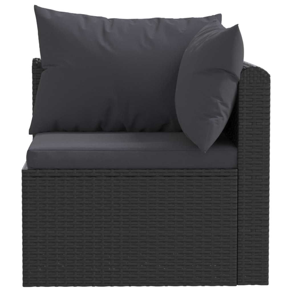 Set mobilier de grădină cu perne, 3 piese, negru, poliratan GartenMobel Dekor