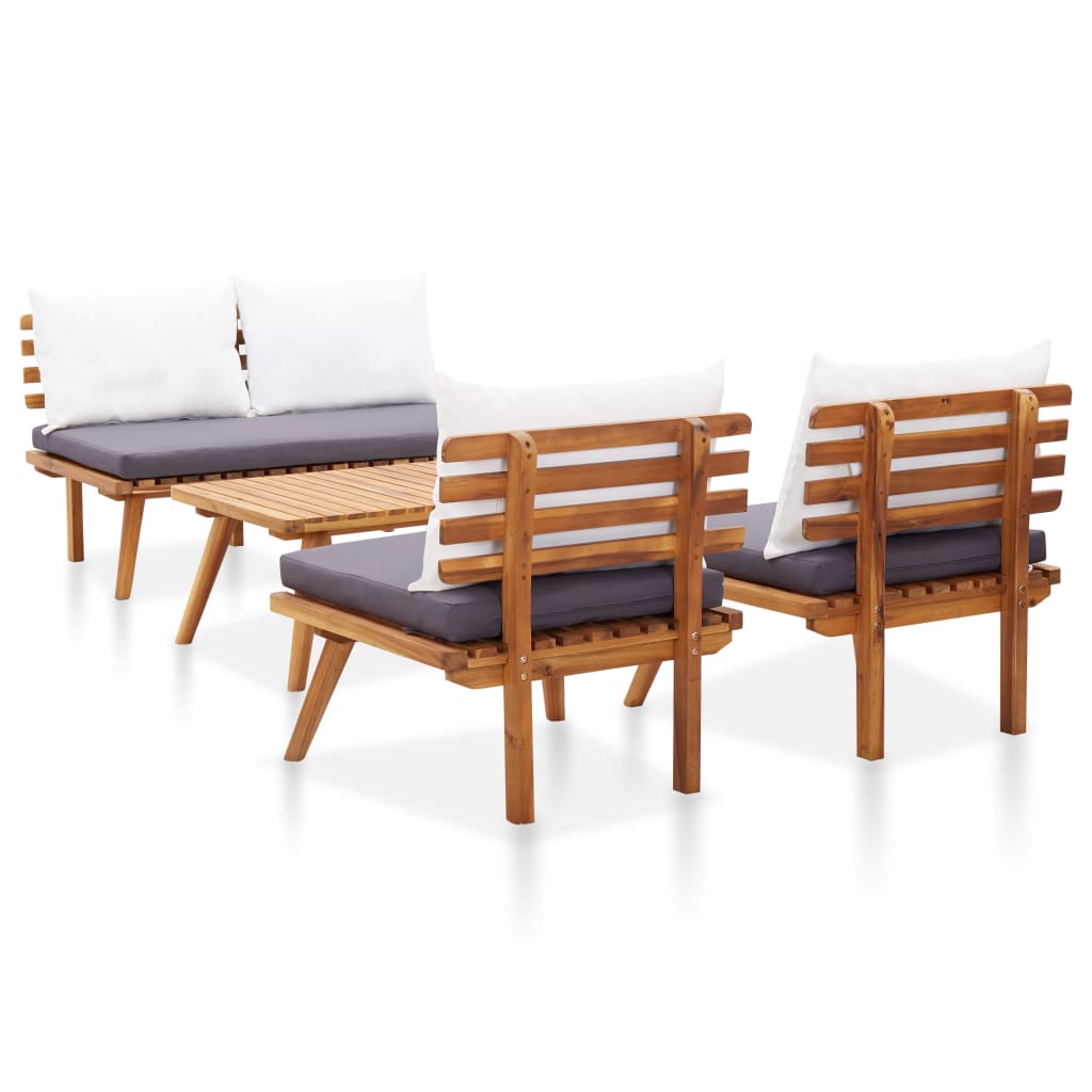 Set mobilier de grădină cu perne, 4 piese, lemn masiv de acacia GartenMobel Dekor