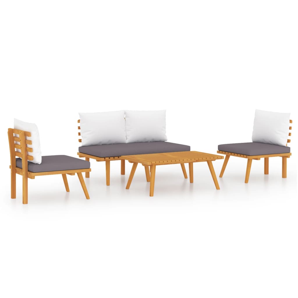 Set mobilier de grădină cu perne, 4 piese, lemn masiv de acacia GartenMobel Dekor