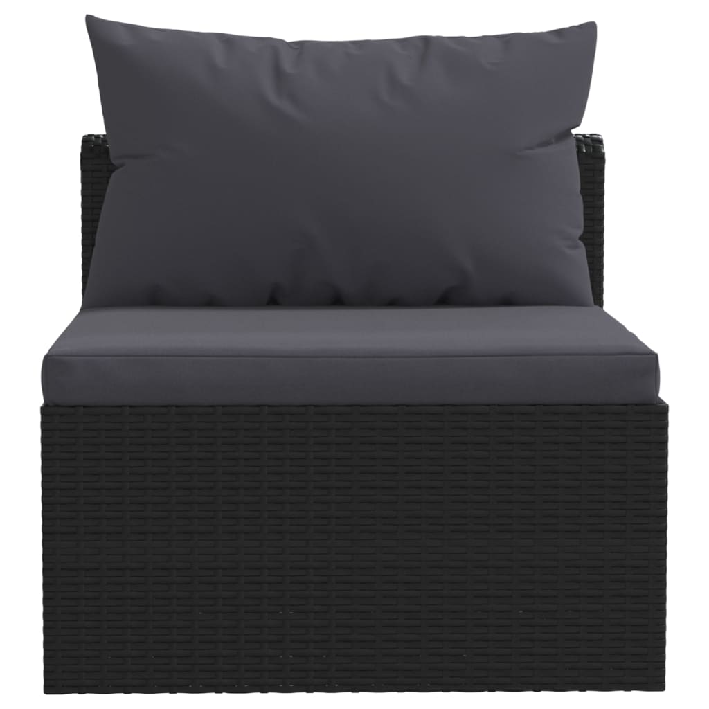 Set mobilier de grădină cu perne, 4 piese, negru, poliratan GartenMobel Dekor