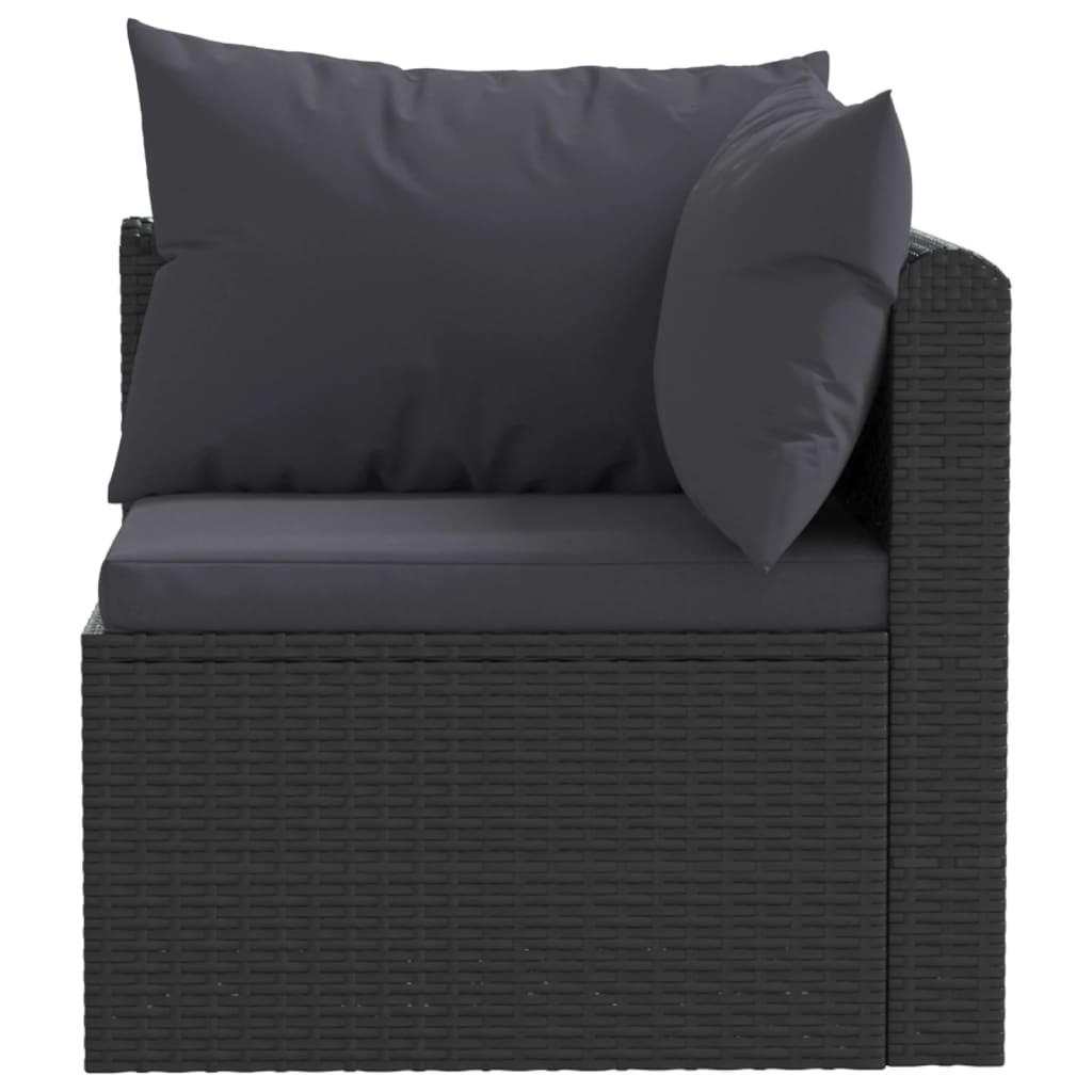 Set mobilier de grădină cu perne, 5 piese, negru, poliratan GartenMobel Dekor