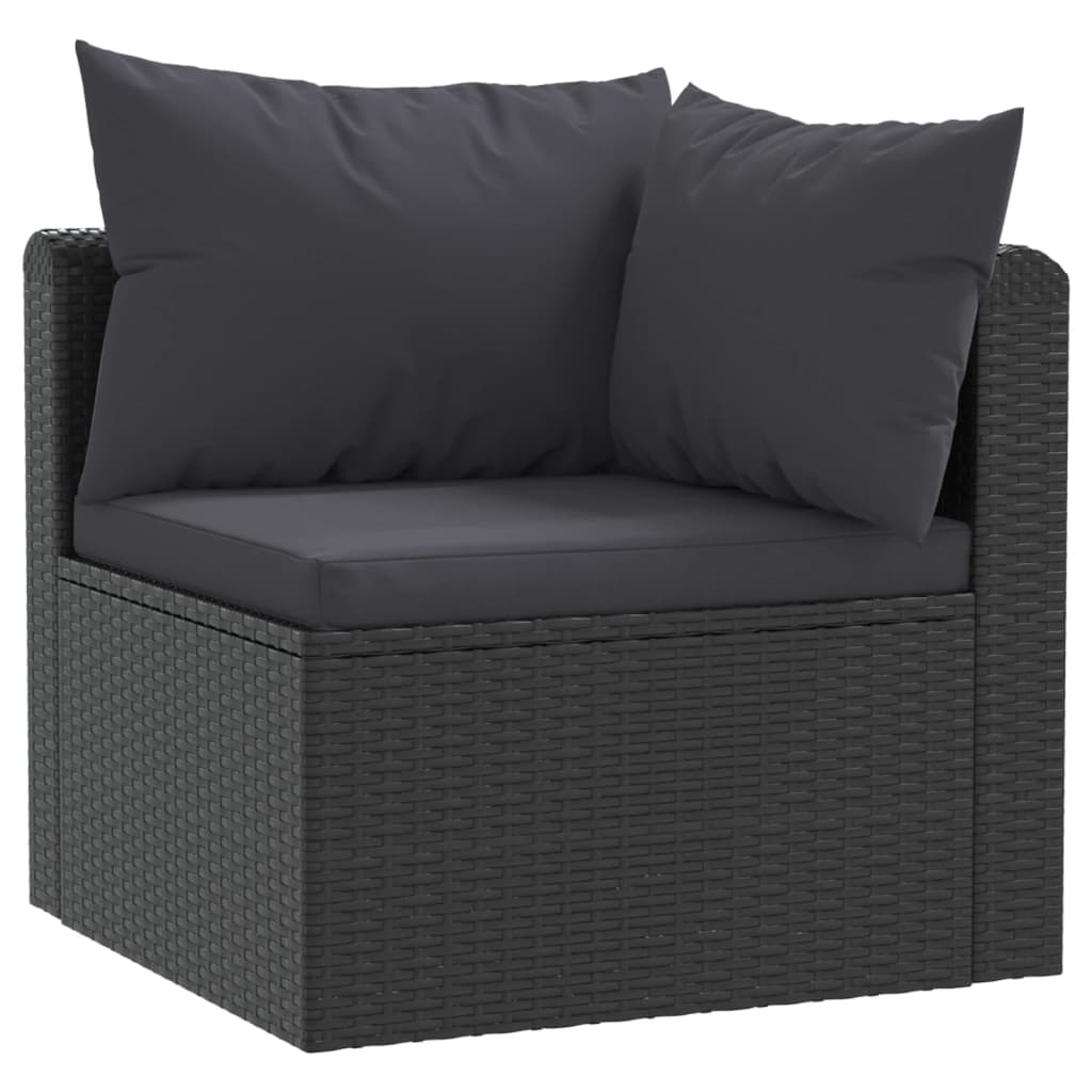 Set mobilier de grădină cu perne, 5 piese, negru, poliratan GartenMobel Dekor