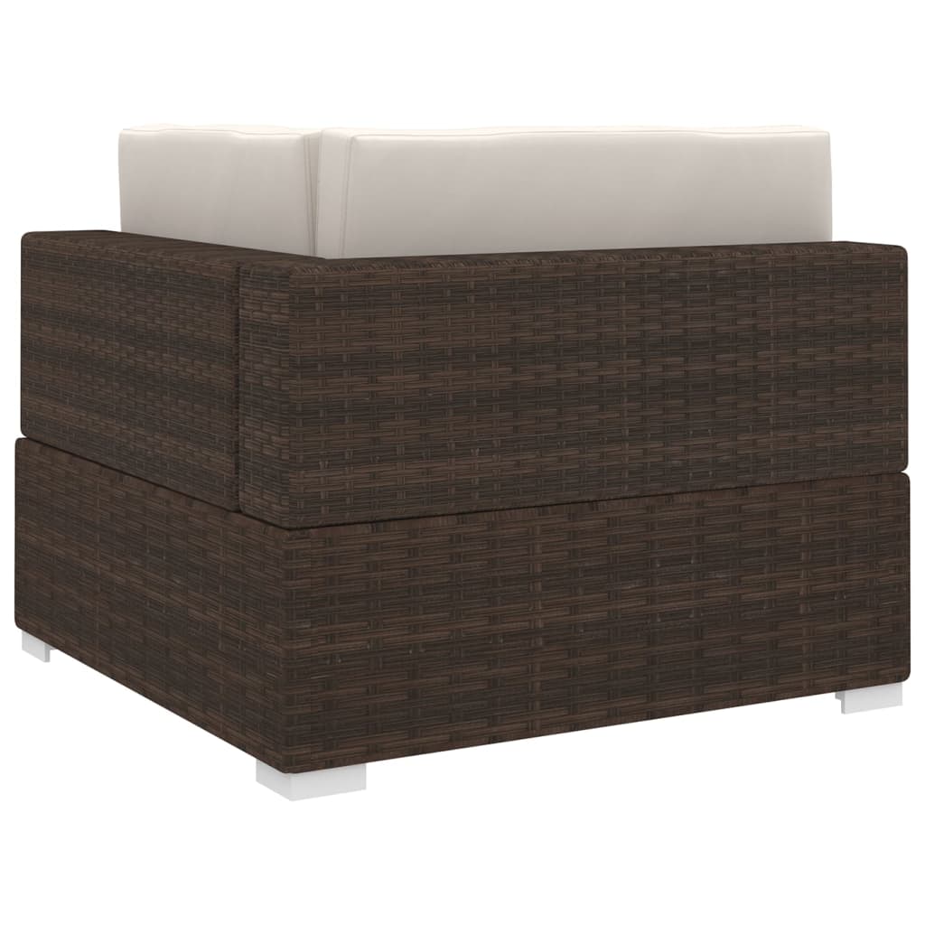 Scaun modular de colț, 1 buc., maro, poliratan, cu perne GartenMobel Dekor