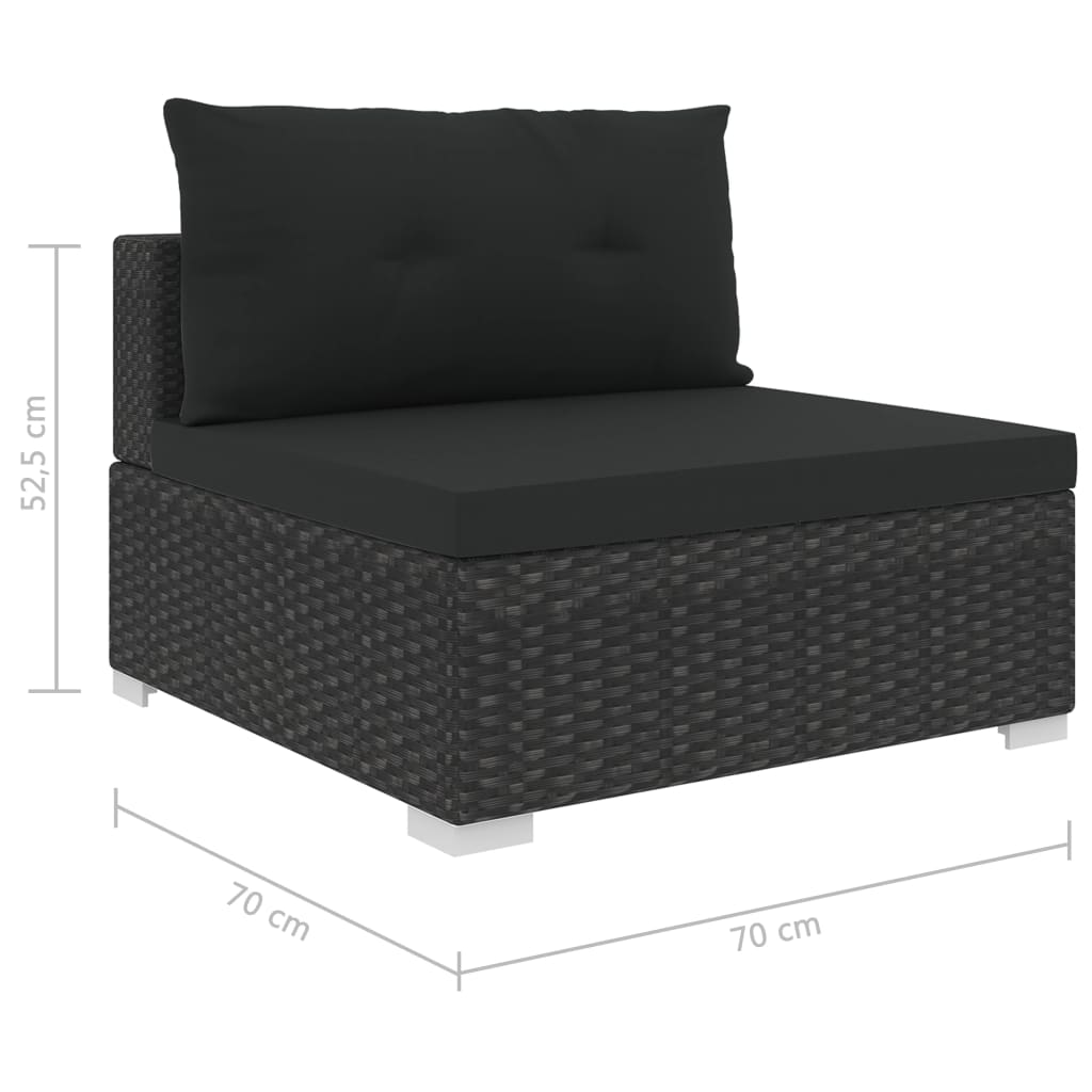 Set mobilier de grădină cu perne, 10 piese, negru, poliratan GartenMobel Dekor