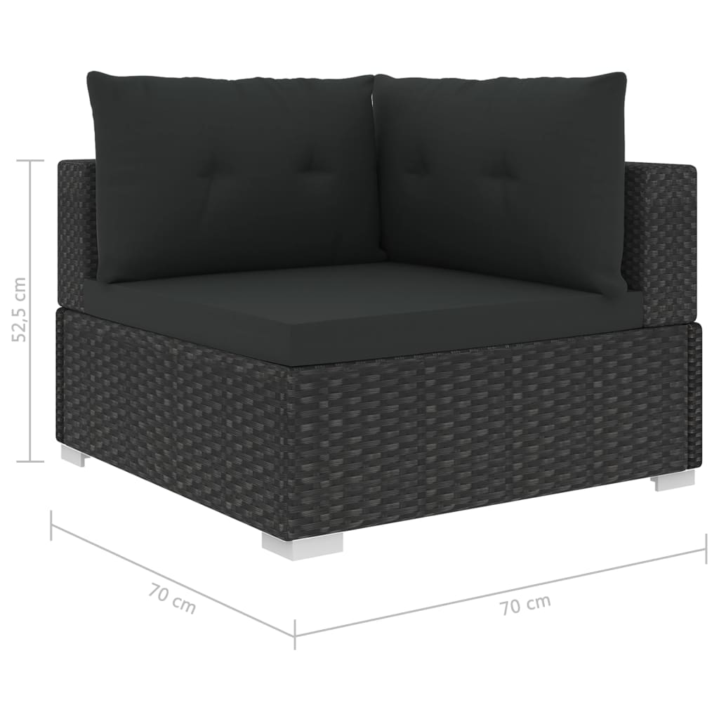 Set mobilier de grădină cu perne, 10 piese, negru, poliratan GartenMobel Dekor