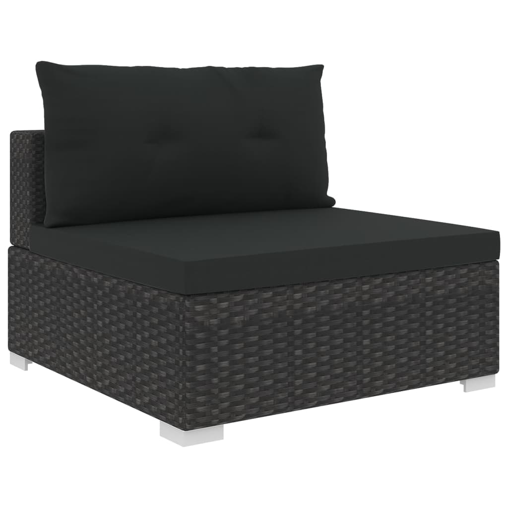 Set mobilier de grădină cu perne, 10 piese, negru, poliratan GartenMobel Dekor