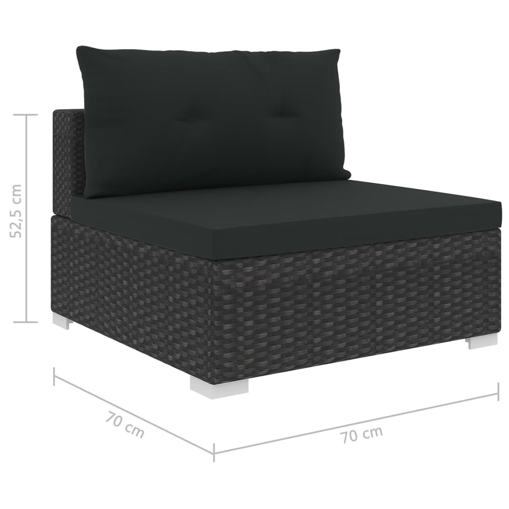 Set mobilier de grădină cu perne, 10 piese, negru, poliratan GartenMobel Dekor