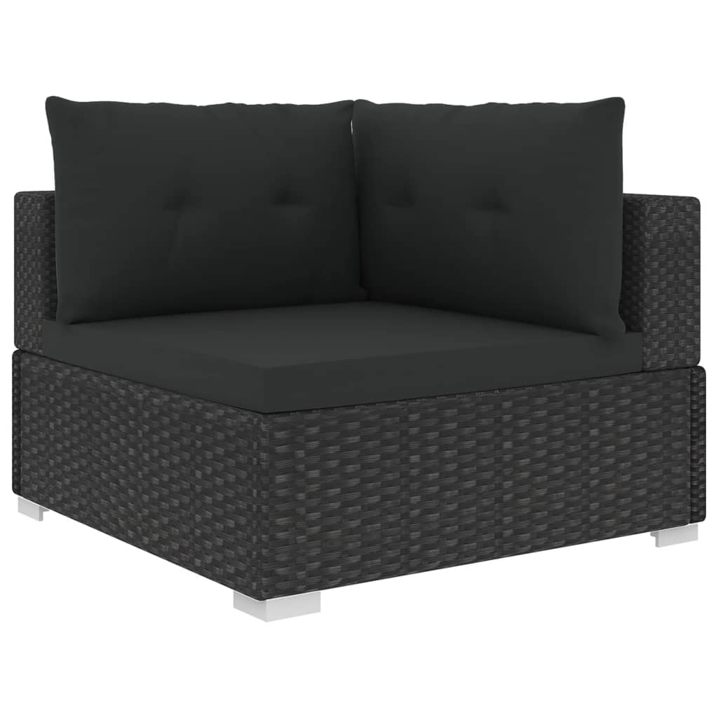 Set mobilier de grădină cu perne, 10 piese, negru, poliratan GartenMobel Dekor