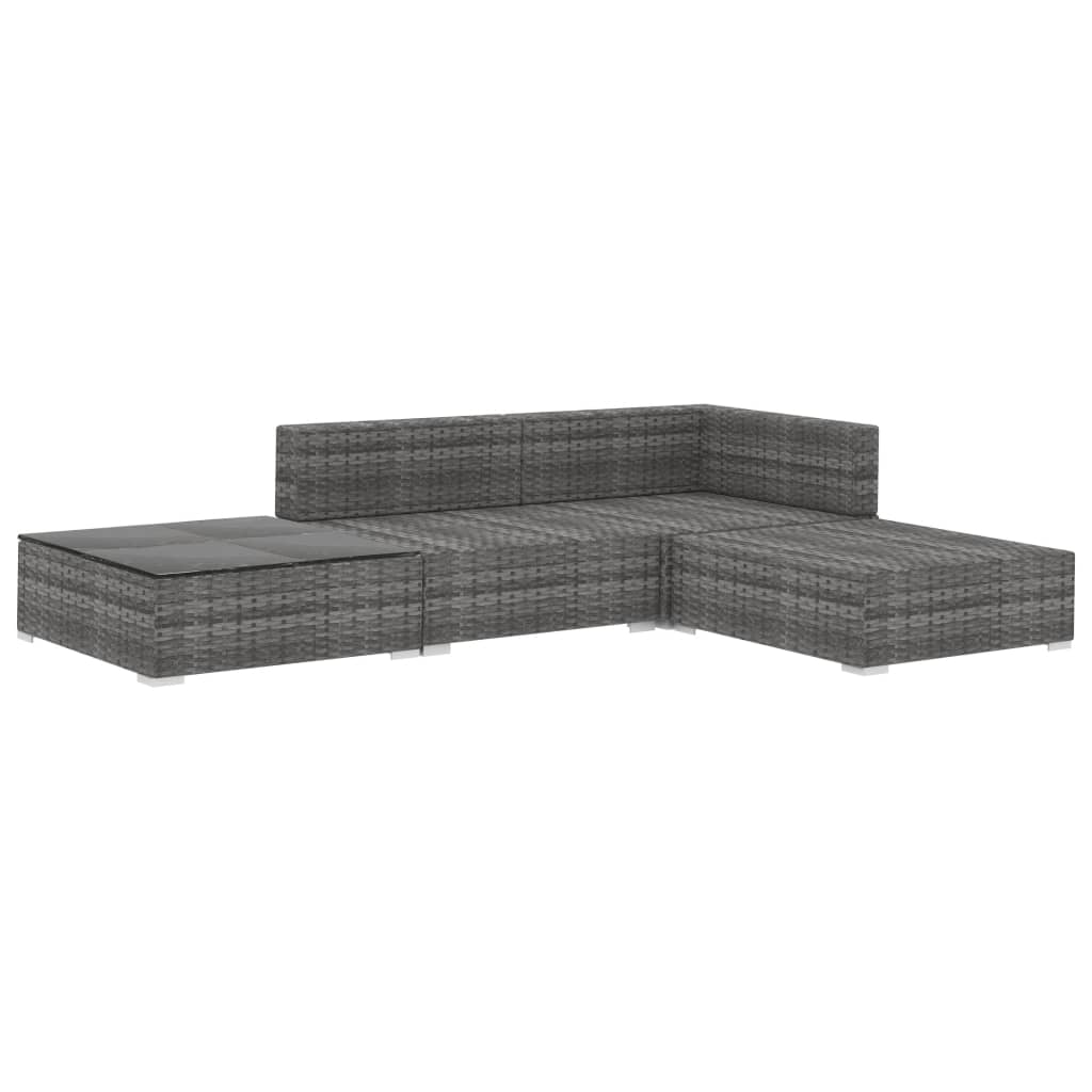 Set mobilier de grădină cu perne, 4 piese, gri, poliratan GartenMobel Dekor