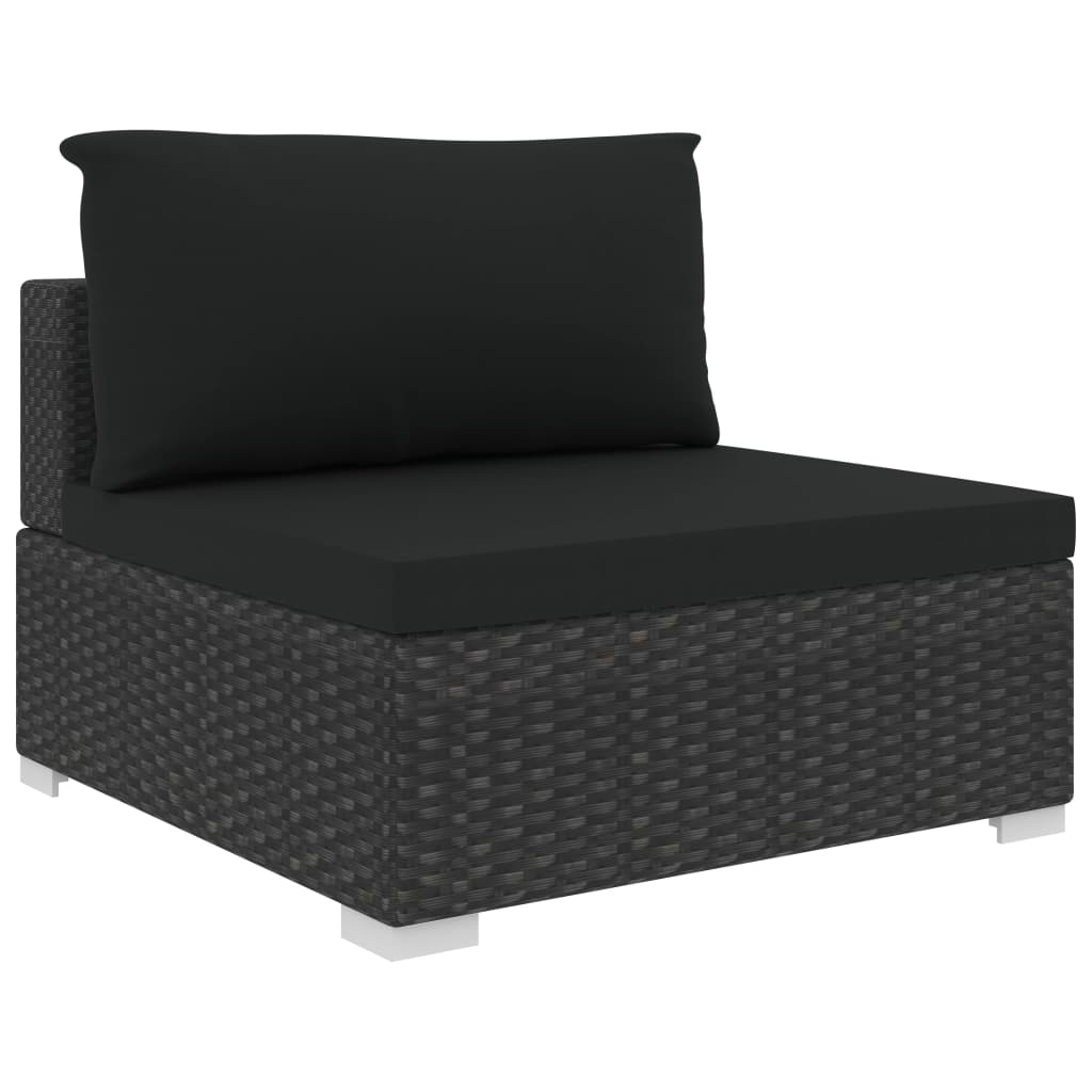 Set mobilier de grădină cu perne, 4 piese, negru, poliratan GartenMobel Dekor