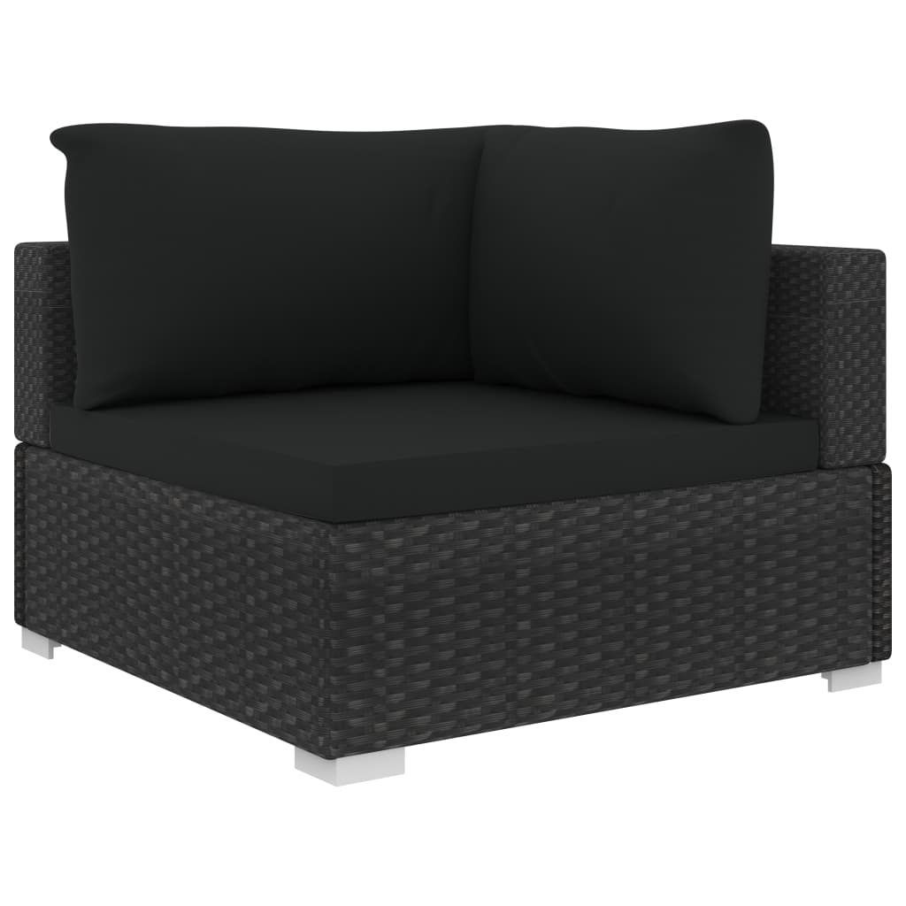 Set mobilier de grădină cu perne, 4 piese, negru, poliratan GartenMobel Dekor