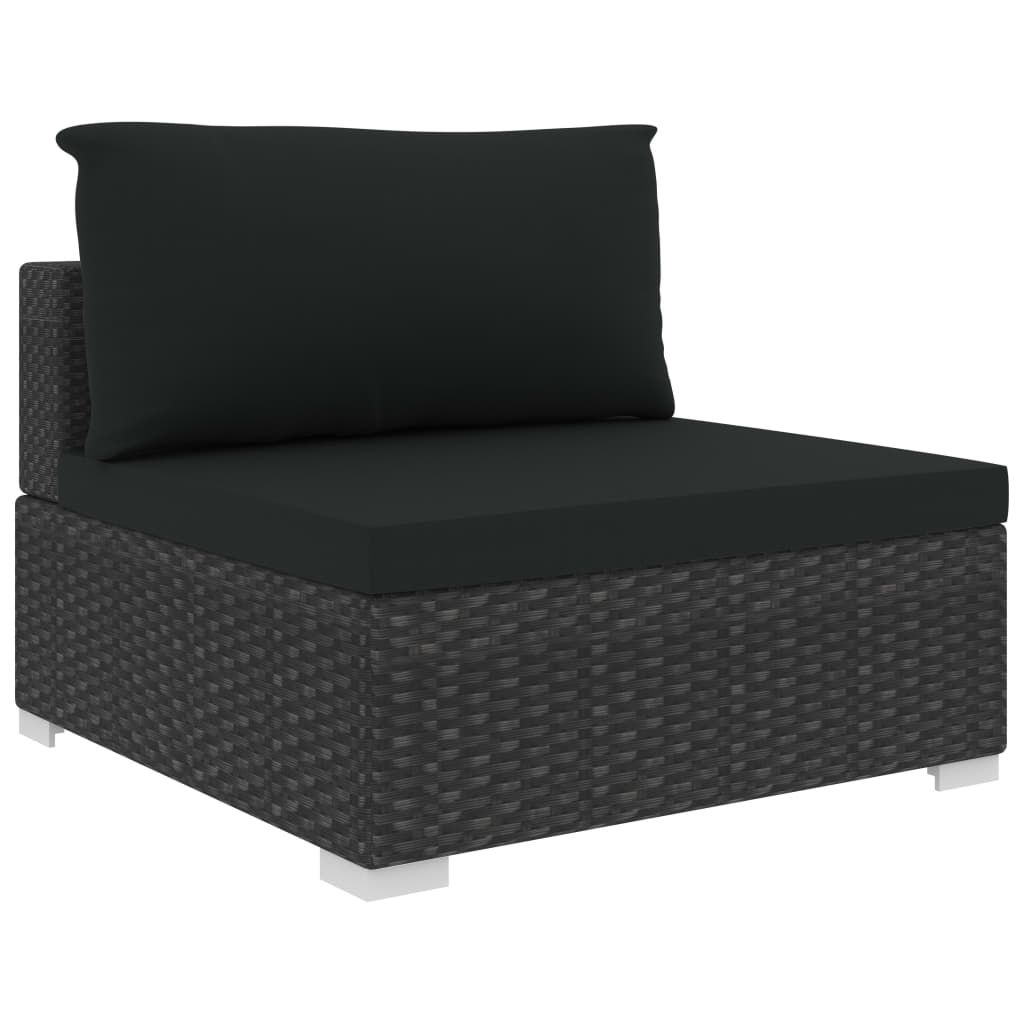 Set mobilier de grădină cu perne, 5 piese, negru, poliratan GartenMobel Dekor