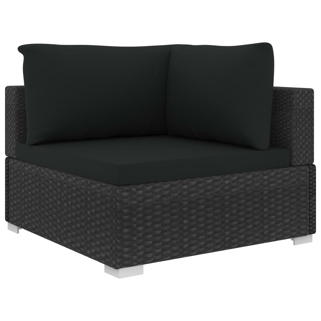 Set mobilier de grădină cu perne, 5 piese, negru, poliratan GartenMobel Dekor