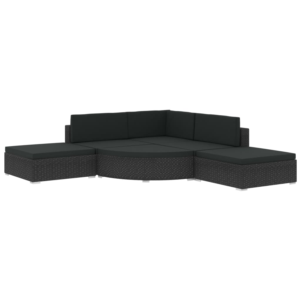 Set mobilier de grădină cu perne, 6 piese, negru, poliratan GartenMobel Dekor
