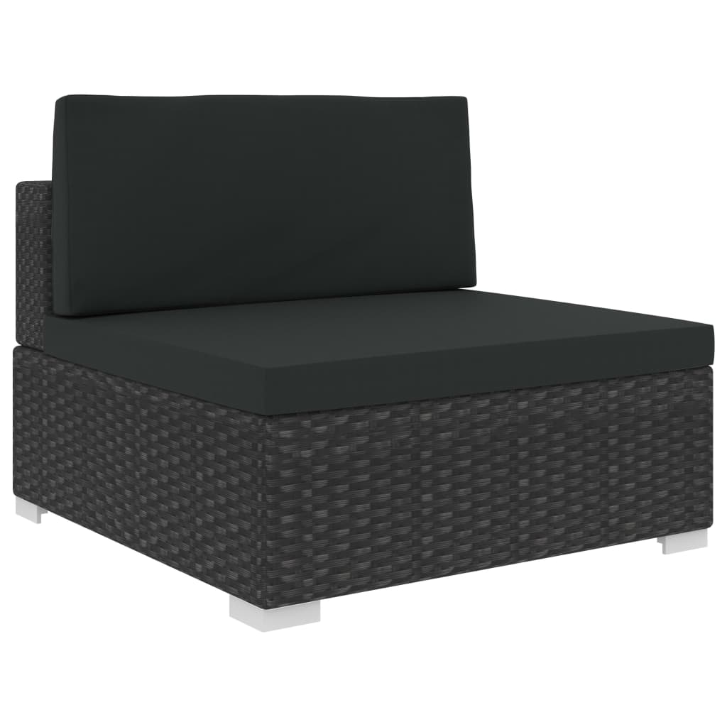 Set mobilier de grădină cu perne, 6 piese, negru, poliratan GartenMobel Dekor